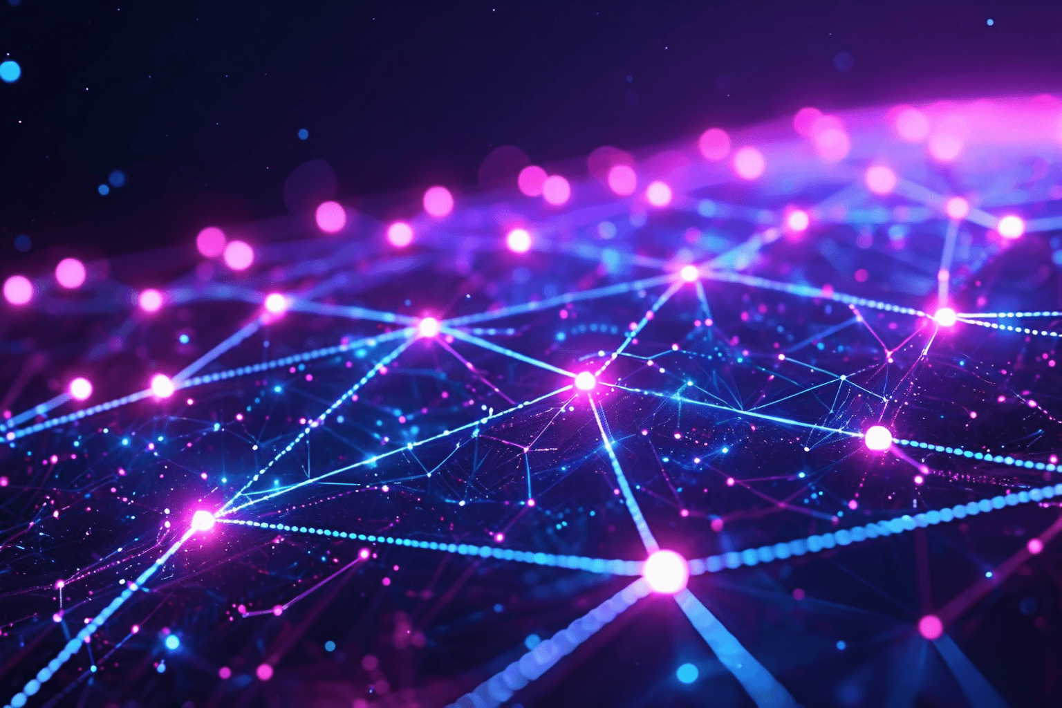 Futuristic 3D network visualization showing interconnected skill nodes and competency pathways in Itinera's assessment technology